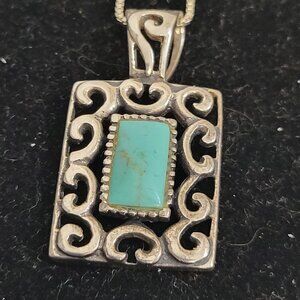 Vintage Sterling Silver 925 Turquoise Stone Necklace